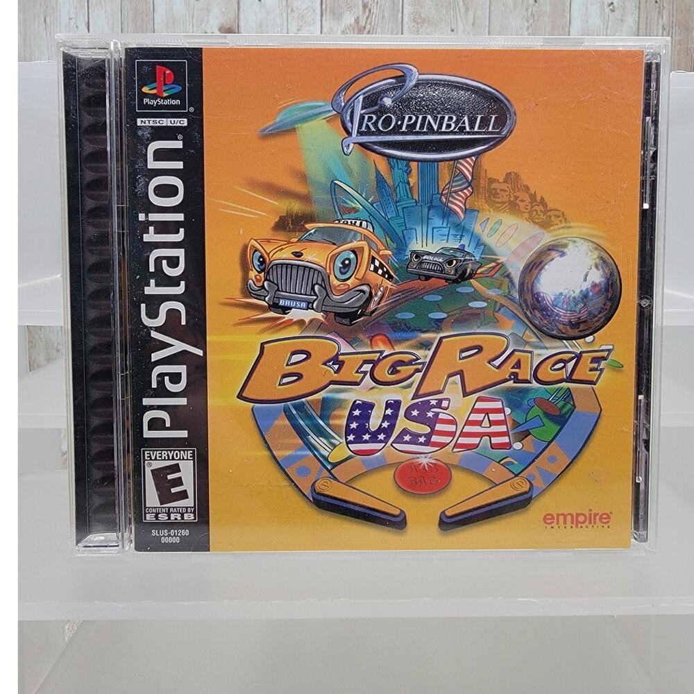 Pro Pinball Big Race USA (PlayStation 1, 1998) PS1 CIB Black Disc Clean